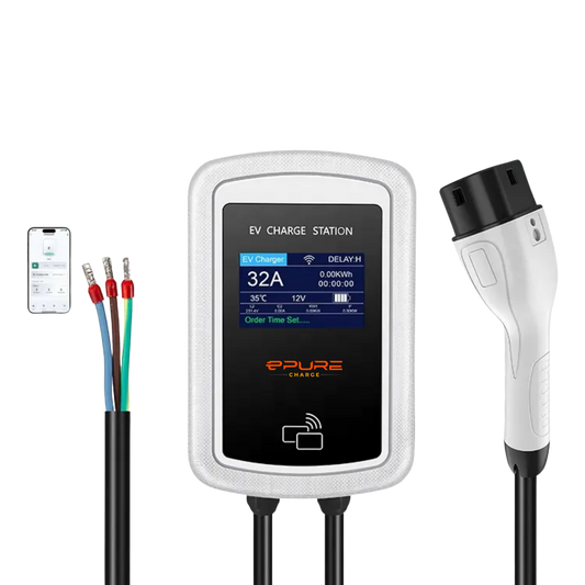 ePureCharge Home Charger Wall Mount 7.2kW - With Pedestal
